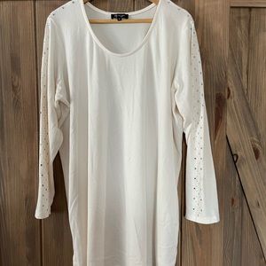 Cream sweater with crystal detail on sleeves and shoulders